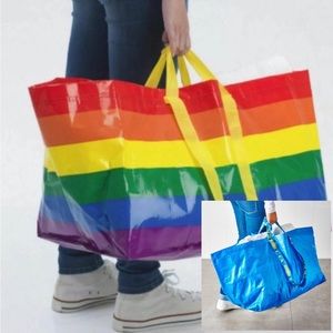 IKEA Strostomma large rainbow and Frakta large blue bag NWT